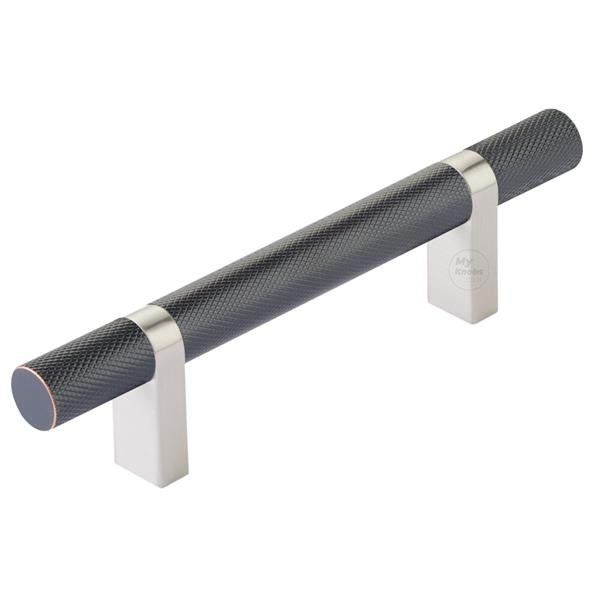 Emtek - Select Bar Cabinet Pull 3-1/2 Inch C-C, Rectangular Bar Stem, Knurled Bar