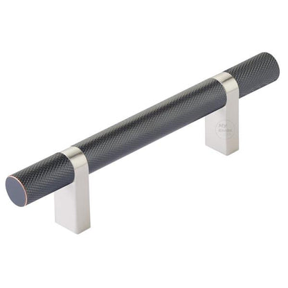 Emtek - Select Bar Cabinet Pull 3-1/2 Inch C-C, Rectangular Bar Stem, Knurled Bar