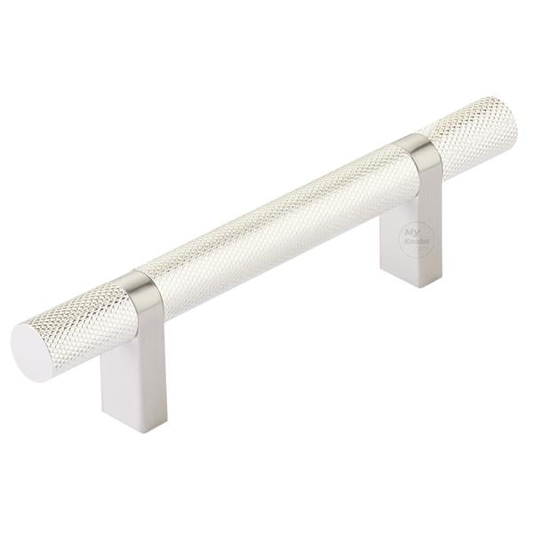 Emtek - Select Bar Cabinet Pull 3-1/2 Inch C-C, Rectangular Bar Stem, Knurled Bar