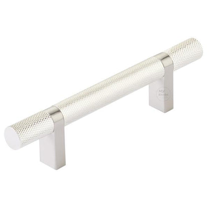 Emtek - Select Bar Cabinet Pull 3-1/2 Inch C-C, Rectangular Bar Stem, Knurled Bar
