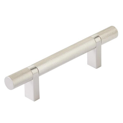 Emtek - Select Bar Cabinet Pull 3-1/2 Inch C-C, Rectangular Bar Stem, Knurled Bar
