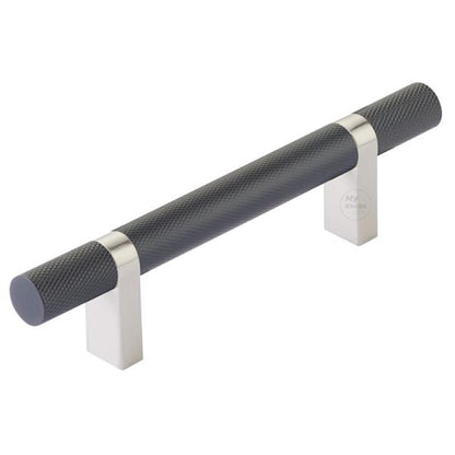 Emtek - Select Bar Cabinet Pull 3-1/2 Inch C-C, Rectangular Bar Stem, Knurled Bar