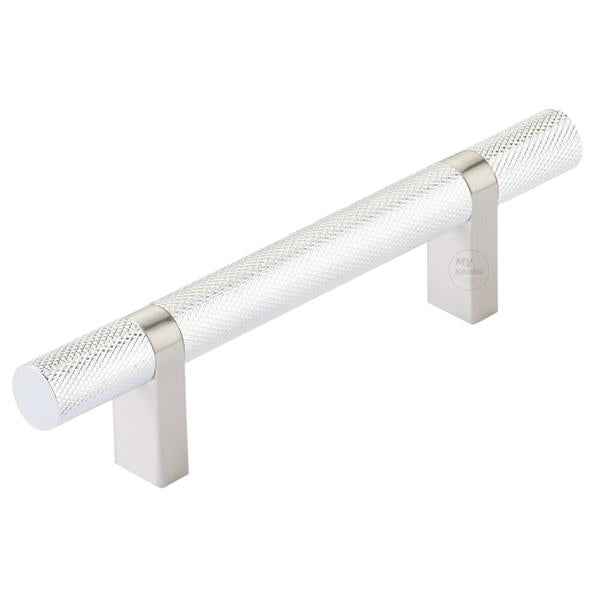 Emtek - Select Bar Cabinet Pull 3-1/2 Inch C-C, Rectangular Bar Stem, Knurled Bar