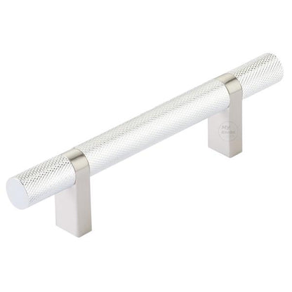 Emtek - Select Bar Cabinet Pull 3-1/2 Inch C-C, Rectangular Bar Stem, Knurled Bar