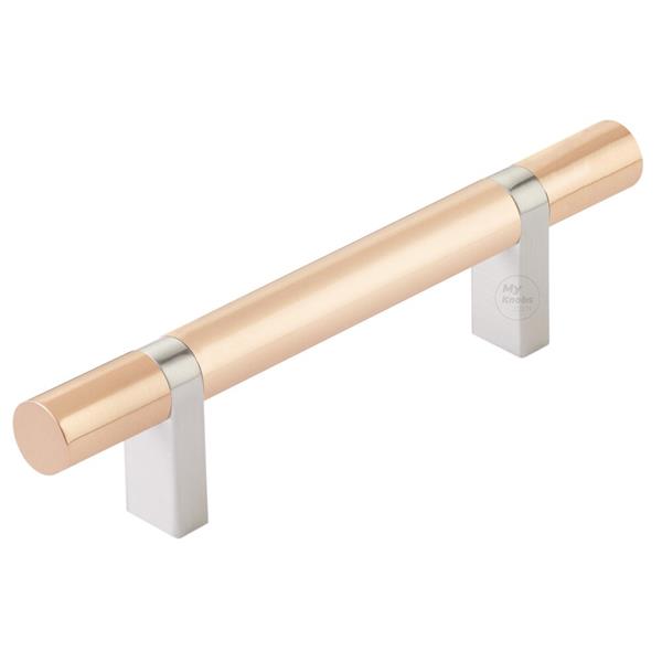 Emtek - Select Bar Cabinet Pull 3-1/2 Inch C-C, Rectangular Bar Stem, Smooth Bar