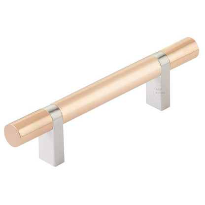Emtek - Select Bar Cabinet Pull 3-1/2 Inch C-C, Rectangular Bar Stem, Smooth Bar