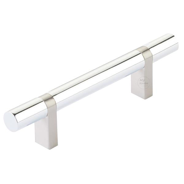 Emtek - Select Bar Cabinet Pull 3-1/2 Inch C-C, Rectangular Bar Stem, Smooth Bar