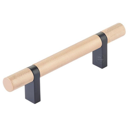 Emtek - Select Bar Cabinet Pull 3-1/2 Inch C-C, Rectangular Bar Stem, Knurled Bar