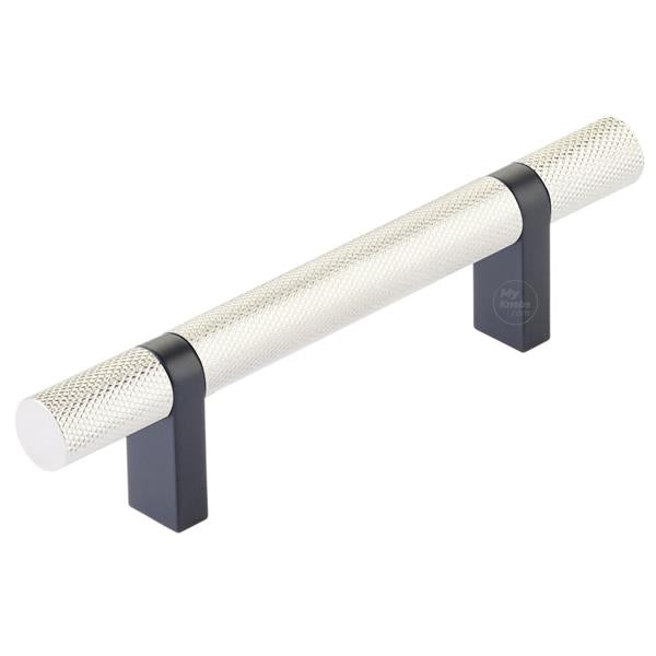 Emtek - Select Bar Cabinet Pull 3-1/2 Inch C-C, Rectangular Bar Stem, Knurled Bar