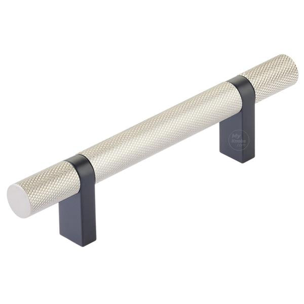 Emtek - Select Bar Cabinet Pull 3-1/2 Inch C-C, Rectangular Bar Stem, Knurled Bar
