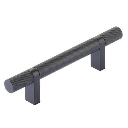 Emtek - Select Bar Cabinet Pull 3-1/2 Inch C-C, Rectangular Bar Stem, Knurled Bar