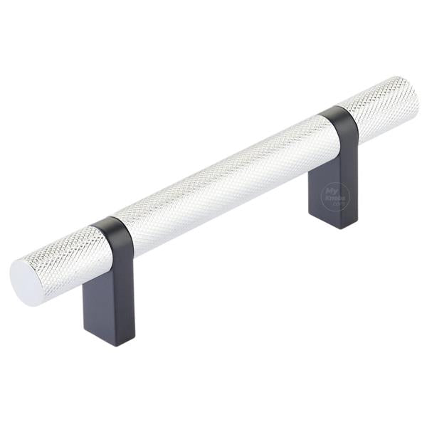Emtek - Select Bar Cabinet Pull 3-1/2 Inch C-C, Rectangular Bar Stem, Knurled Bar