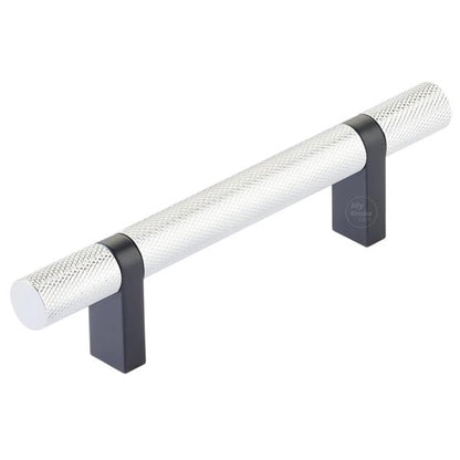 Emtek - Select Bar Cabinet Pull 3-1/2 Inch C-C, Rectangular Bar Stem, Knurled Bar