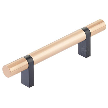 Emtek - Select Bar Cabinet Pull 3-1/2 Inch C-C, Rectangular Bar Stem, Smooth Bar