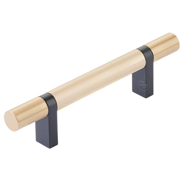 Emtek - Select Bar Cabinet Pull 3-1/2 Inch C-C, Rectangular Bar Stem, Smooth Bar