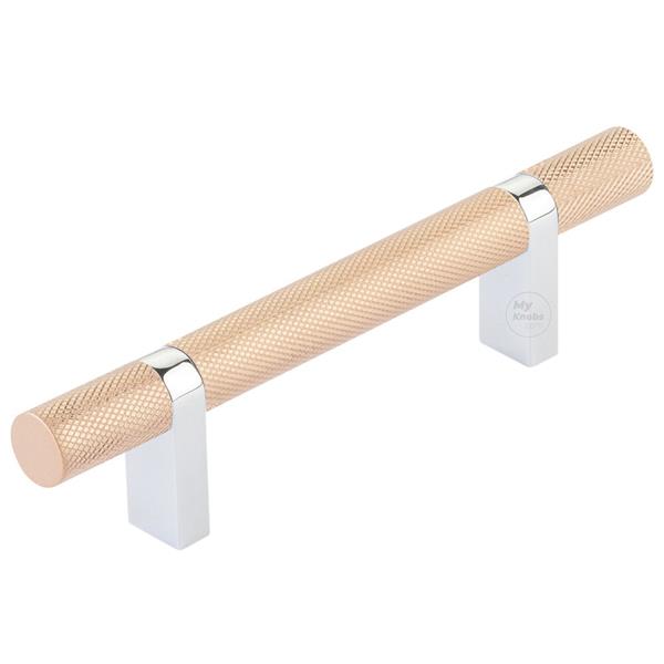 Emtek - Select Bar Cabinet Pull 3-1/2 Inch C-C, Rectangular Bar Stem, Knurled Bar