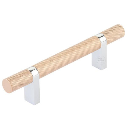 Emtek - Select Bar Cabinet Pull 3-1/2 Inch C-C, Rectangular Bar Stem, Knurled Bar