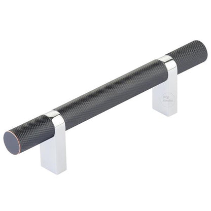Emtek - Select Bar Cabinet Pull 3-1/2 Inch C-C, Rectangular Bar Stem, Knurled Bar