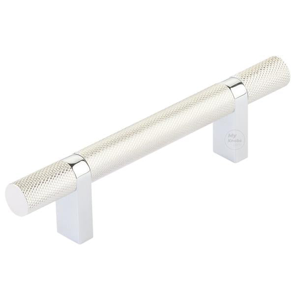 Emtek - Select Bar Cabinet Pull 3-1/2 Inch C-C, Rectangular Bar Stem, Knurled Bar