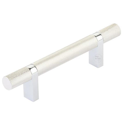 Emtek - Select Bar Cabinet Pull 3-1/2 Inch C-C, Rectangular Bar Stem, Knurled Bar