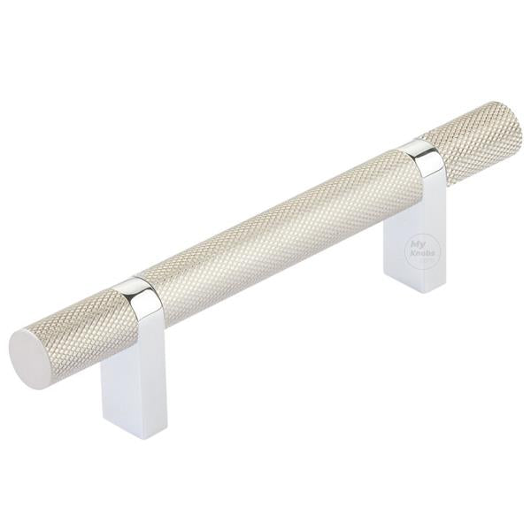 Emtek - Select Bar Cabinet Pull 3-1/2 Inch C-C, Rectangular Bar Stem, Knurled Bar