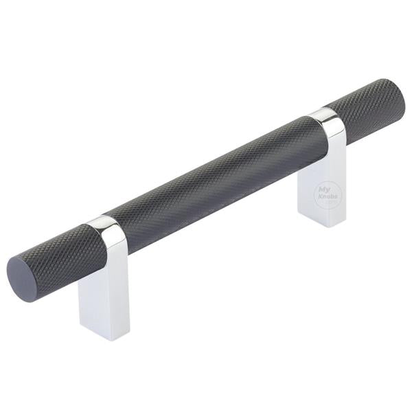 Emtek - Select Bar Cabinet Pull 3-1/2 Inch C-C, Rectangular Bar Stem, Knurled Bar