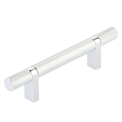 Emtek - Select Bar Cabinet Pull 3-1/2 Inch C-C, Rectangular Bar Stem, Knurled Bar