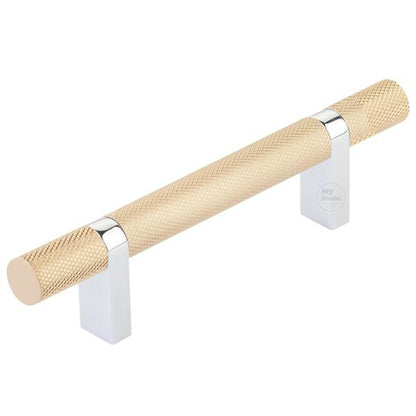 Emtek - Select Bar Cabinet Pull 3-1/2 Inch C-C, Rectangular Bar Stem, Knurled Bar