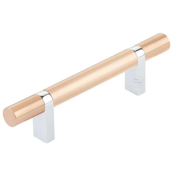 Emtek - Select Bar Cabinet Pull 3-1/2 Inch C-C, Rectangular Bar Stem, Smooth Bar