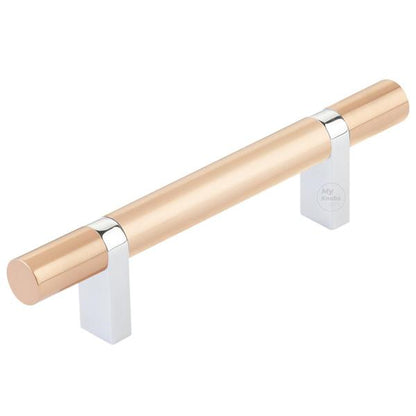 Emtek - Select Bar Cabinet Pull 3-1/2 Inch C-C, Rectangular Bar Stem, Smooth Bar