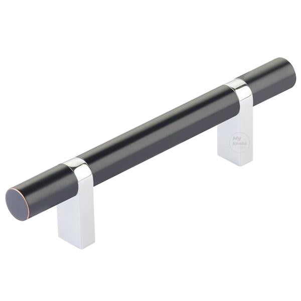 Emtek - Select Bar Cabinet Pull 3-1/2 Inch C-C, Rectangular Bar Stem, Smooth Bar