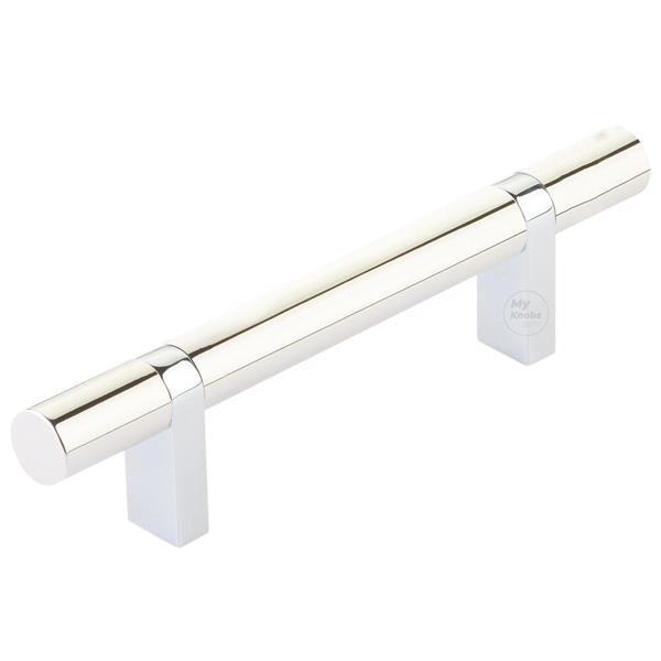 Emtek - Select Bar Cabinet Pull 3-1/2 Inch C-C, Rectangular Bar Stem, Smooth Bar