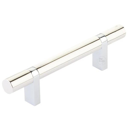 Emtek - Select Bar Cabinet Pull 3-1/2 Inch C-C, Rectangular Bar Stem, Smooth Bar
