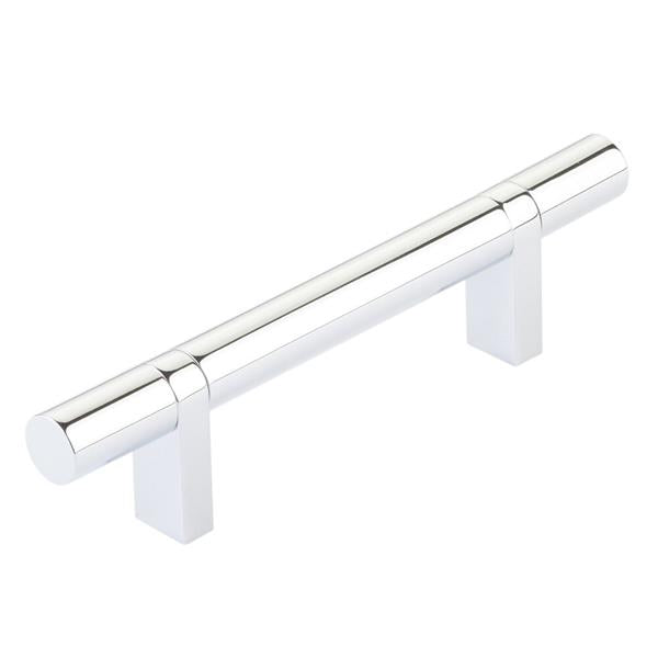 Emtek - Select Bar Cabinet Pull 3-1/2 Inch C-C, Rectangular Bar Stem, Smooth Bar