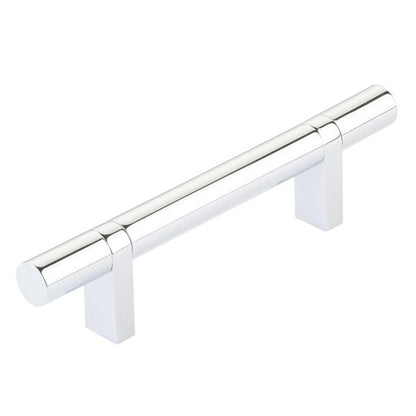 Emtek - Select Bar Cabinet Pull 3-1/2 Inch C-C, Rectangular Bar Stem, Smooth Bar
