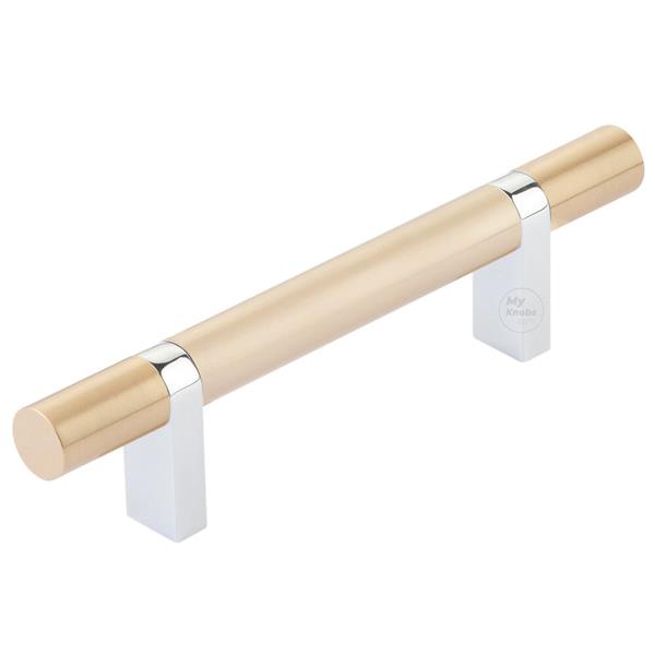 Emtek - Select Bar Cabinet Pull 3-1/2 Inch C-C, Rectangular Bar Stem, Smooth Bar