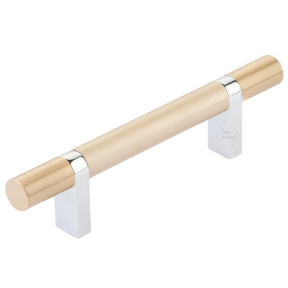 Emtek - Select Bar Cabinet Pull 3-1/2 Inch C-C, Rectangular Bar Stem, Smooth Bar