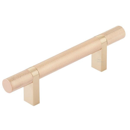 Emtek - Select Bar Cabinet Pull 3-1/2 Inch C-C, Rectangular Bar Stem, Knurled Bar