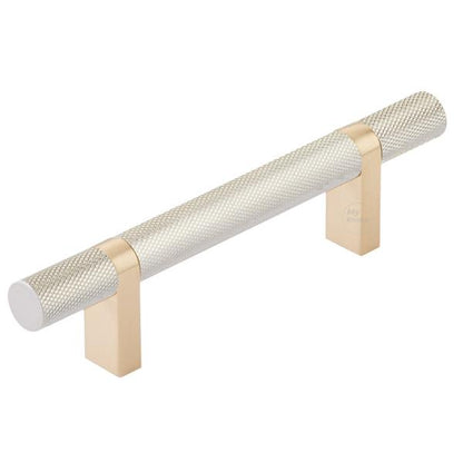 Emtek - Select Bar Cabinet Pull 3-1/2 Inch C-C, Rectangular Bar Stem, Knurled Bar
