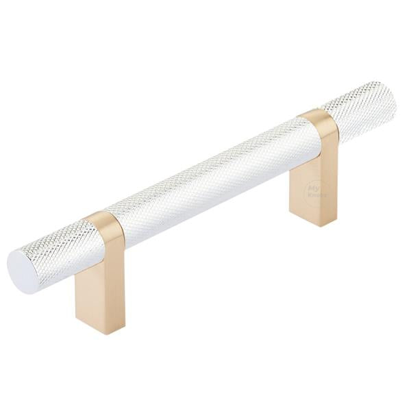 Emtek - Select Bar Cabinet Pull 3-1/2 Inch C-C, Rectangular Bar Stem, Knurled Bar