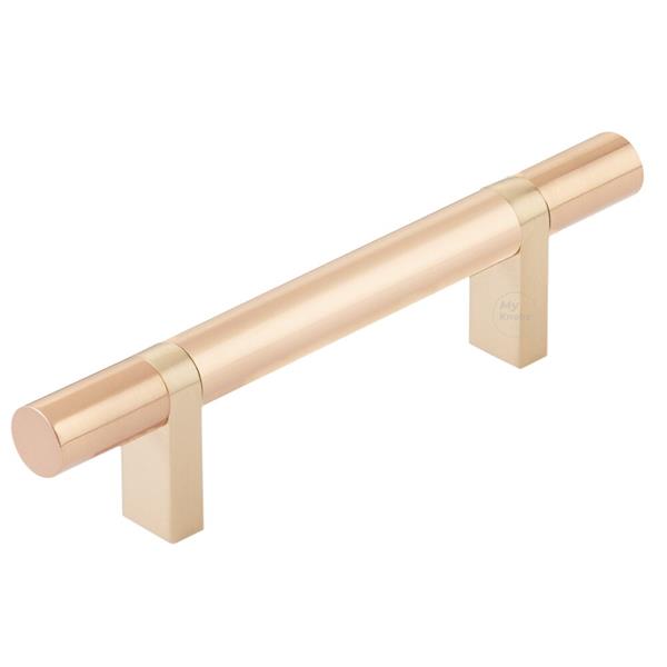 Emtek - Select Bar Cabinet Pull 3-1/2 Inch C-C, Rectangular Bar Stem, Smooth Bar