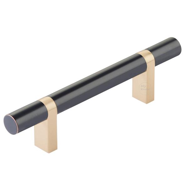 Emtek - Select Bar Cabinet Pull 3-1/2 Inch C-C, Rectangular Bar Stem, Smooth Bar