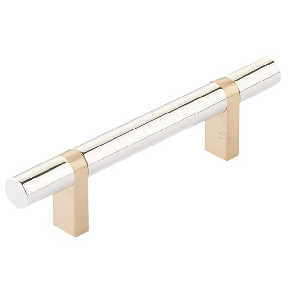 Emtek - Select Bar Cabinet Pull 3-1/2 Inch C-C, Rectangular Bar Stem, Smooth Bar