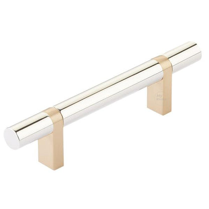 Emtek - Select Bar Cabinet Pull 3-1/2 Inch C-C, Rectangular Bar Stem, Smooth Bar
