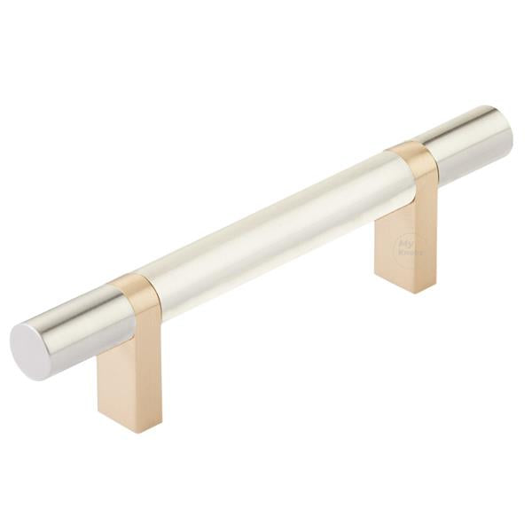 Emtek - Select Bar Cabinet Pull 3-1/2 Inch C-C, Rectangular Bar Stem, Smooth Bar
