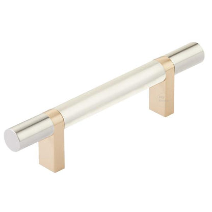 Emtek - Select Bar Cabinet Pull 3-1/2 Inch C-C, Rectangular Bar Stem, Smooth Bar