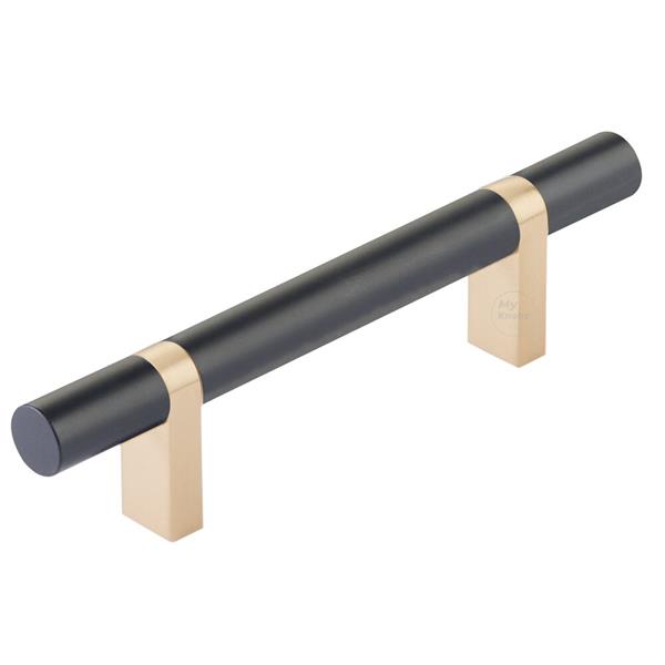 Emtek - Select Bar Cabinet Pull 3-1/2 Inch C-C, Rectangular Bar Stem, Smooth Bar