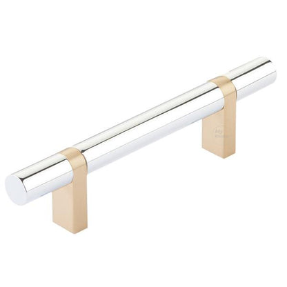 Emtek - Select Bar Cabinet Pull 3-1/2 Inch C-C, Rectangular Bar Stem, Smooth Bar