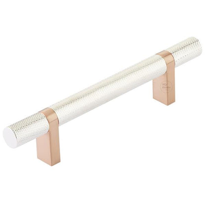 Emtek - Select Bar Cabinet Pull 4 Inch C-C, Rectangular Bar Stem, Knurled Bar