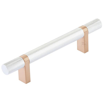 Emtek - Select Bar Cabinet Pull 4 Inch C-C, Rectangular Bar Stem, Knurled Bar